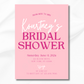 Pink Bridal Shower Invitation