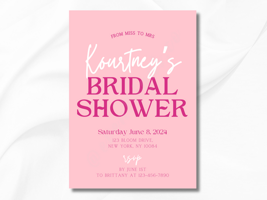 Pink Bridal Shower Invitation