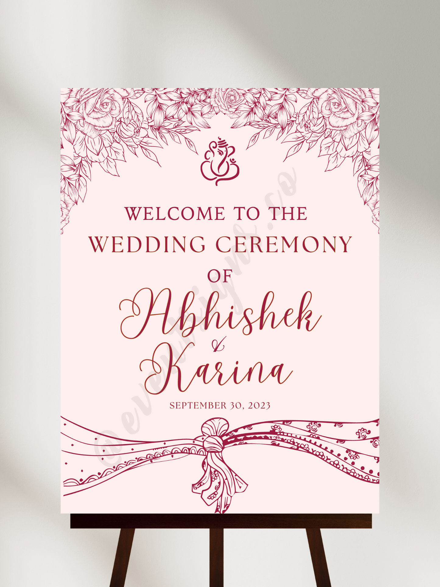 Hindu Wedding Welcome Sign