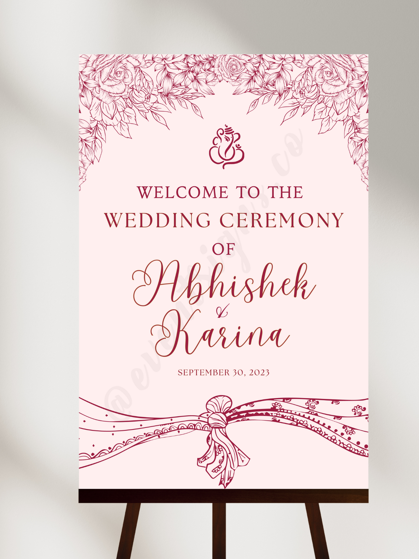 Hindu Wedding Welcome Sign